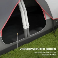 Outsunny campingtent, 2 kamers, scheidingswand, voor 6-8 personen, regendekking, grijs(m-6)