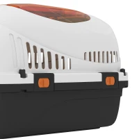 PawHut Plastic Pet Carrier Hard Shell Dog Cat Carrier Max 4 KG Steel Door Feed Bowl Secure Lock 49 x 32 x 31 cm(m-12)