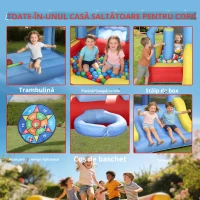 AIYAPLAY Castel gonflabil 5 în 1 cu ventilator, parc acvatic gonflabil, tobogane, trambulină, multicolor(m-9)