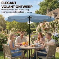 Outsunny Parasol ronde balkonparasol strandparasol met 3-voudige kanteling, slinger, 8 spaken Ø265 x 235H cm hemelsblauw(m-4)