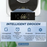 HOMCOM 4 kg wasdroger, compact ontwerp, 5 modi, timer, Wit+Zwart(m-4)