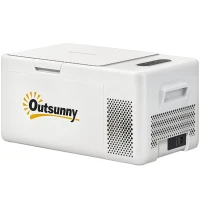 Outsunny Nevera Portátil Eléctrica 16,8L Refrigerador de Coche 12/24/220V -20℃ a +20 ℃ con Pantalla Luz LED 59x32x28 cm Blanco(m-1)