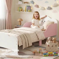 AIYAPLAY Pat Montessori pentru Copii 3-6 Ani din Lemn cu Laterale Ridicate și Imprimeuri Drăguțe pentru Cameră, MDF, Roz(m-7)