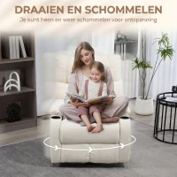HOMCOM relaxfauteuil met voetensteun 360° draaibaar, 88 x 96 x 108 cm, Beige(m-5)