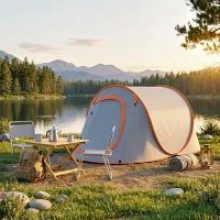 Outsunny Tienda de Campaña Pop-Up para 2-3 Personas Plegable Impermeable de 2000 mm con Bolsa de Transporte 245x148x105 cm Gris(m-9)