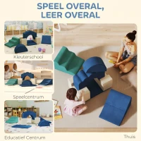 AIYAPLAY 7-delige Schuimrubberen Blokken Kind XXL Softbausteinen met Antislip Onderzijde – Donkerblauw(m-8)