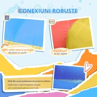 Outsunny Castel Gonflabil cu 2 Tobogane Trambulina și Piscina pentru Copii +3 Ani cu Inflator și Geantă de Transport pentru Interior Exterior 330x265x185 cm Multicolor(m-6)