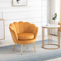 Homcom Fotoliu Vintage Design – Catifea Galbena pentru Living sau Dormitor(m-10)