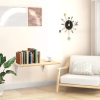 HOMCOM Mesa Dobrável de Parede Mesa Auxiliar Suspensa para Cozinha Sala de Jantar 60x40x20cm Madeira Natural(m-7)