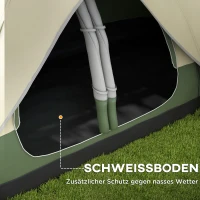 Outsunny campingtent, 2 kamers, scheidingswand, voor 6-8 personen, regenbescherming, donkergroen(m-6)