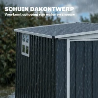 Outsunny Opslagschuur, gereedschapsschuur voor tuingereedschap, venster, ventilatieopeningen, afsluitbaar, staal, donkergrijs(m-11)