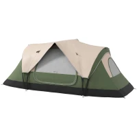 Outsunny campingtent, 2 kamers, scheidingswand, voor 6-8 personen, regenbescherming, donkergroen(m-10)
