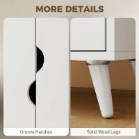 HOMCOM Elegant Home Storage Organisation Furniture, 2-Door Clothes Wardrobe with 2 Drawers, Wood Feet, White(m-6)