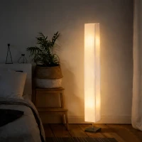 HOMCOM Lampada da Terra Lampada Piantana da Terra Design Moderna Salotto Tessuto 14×14×120cm Bianco(m-1)