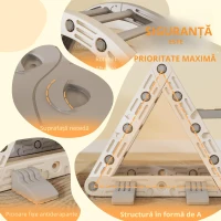 AIYAPLAY 8-în-1 Triunghi de cățărat pentru copii, arc de cățărat, rampă dublă pentru urcat & alunecat, 279 x 80 x 69 cm, gri(m-5)