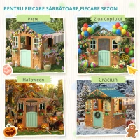 AIYAPLAY Căsuță de joacă pentru exterior cu tejghea de vânzare, ghiveci pentru plante, tablă de cretă, țintă, 4 bile 142 x 120 x 141,5 cm Multicolor(m-5)