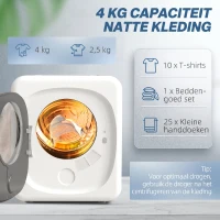 HOMCOM 4 kg wasdroger, compact ontwerp, 5 modi, timer, Wit+Zwart(m-5)