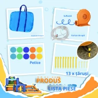 Outsunny Castel Gonflabil pentru Copii cu Tobogan Piscină Perete de Cățărat Inflator și Geantă de Transport 430x420x200cm Multicolor(m-8)