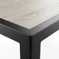 Outsunny Table basse de jardin rectangulaire table de jardin avec plateau SPC à effet bois en métal, 100 x 52 x 46 cm, noir(m-9)
