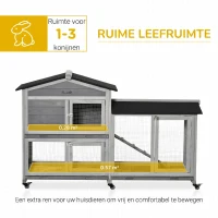 Pawhut konijnenhok in vurenhout 157cm x 53cm x 99.5cm(m-4)