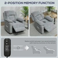 HOMCOM Fauteuil relax électrique fauteuil inclinable port USB repose-pieds poches latérales télécommande 86x90x103cm gris clair(m-8)
