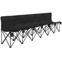 Outsunny® campingbank inklapbare bank 6-zits met draagtas tuinbank klapbank camping draagtas, Oxford + metaal, zwart / blauw, 279x48x80cm(m-1)
