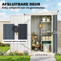 Outsunny Opslagschuur, gereedschapsschuur voor tuingereedschap, venster, ventilatieopeningen, afsluitbaar, staal, donkergrijs(m-10)
