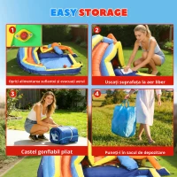 AIYAPLAY Castel Gonflabil Acvatic 8 în 1 cu Suflantă 550W Tobogan Trambulină Cățărare Piscină Poartă Coș Aruncare(m-6)