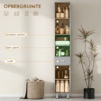 kleankin badkamerkast, ladekast voor badkamer, met planken en lade, verstelbaar, grijs(m-4)