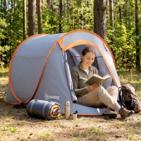Outsunny Tienda de Campaña Pop-Up para 2-3 Personas Plegable Impermeable de 2000 mm con Bolsa de Transporte 245x148x105 cm Gris(m-10)