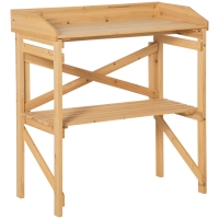 Outsunny plantentafel met houten plank 80 cm x 40 cm x 84 cm