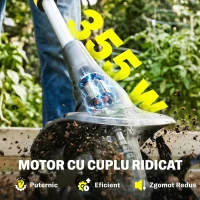 Outsunny Motosapă Fără Fir 18V, Lățime de Lucru 20cm, Adâncime 18cm, 4 Lame, Mâner Reglabil, pentru Grădină și Terenuri, Bateria și Încărcătorul Nu Sunt Incluse(m-4)