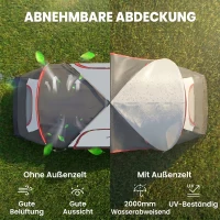 Outsunny Campingzelt, 2 Räume, Trennwand, für 3 Personen, Regenschutz, Grau(m-4)