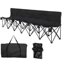 Outsunny® campingbank inklapbare bank 6-zits met draagtas tuinbank klapbank camping draagtas, Oxford + metaal, zwart / blauw, 279x48x80cm(m-14)
