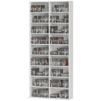 HOMCOM Rangements pour CD et DVD 18 compartiments capacité max. 640 CD/360 DVD 430 Blu-ray 78,5 x 24 x 175 cm blanc(m-12)