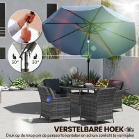 Outsunny Parasol ronde balkonparasol strandparasol met 3-voudige kanteling, slinger, 8 spaken Ø265 x 235H cm hemelsblauw(m-5)