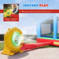 AIYAPLAY Castel Gonflabil pentru Copii cu Pompă Tobogan Trambulină Piscină cu Bile Joc de Cercuri Copertină(m-7)