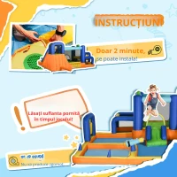 Outsunny Castel Gonflabil pentru Copii cu Tobogan Piscină Perete de Cățărat Inflator și Geantă de Transport 430x420x200cm Multicolor(m-5)