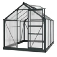 Outsunny Kas, Broeikas, met Dakraam & Schuifdeur, transparant, Polycarbonaat+Aluminium, 190 x 252 x 201 cm(m-15)