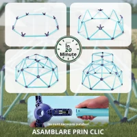 AIYAPLAY Cupolă de cățărat Ø182,5cm rezistentă la UV, impermeabil, dom de cățărat pentru copii până la 90 kg, pentru 3-8 ani, plastic Albastru(m-4)