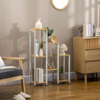 Outsunny Soporte para Plantas con 7 Estantes Escalonados para Interior y Exterior65x23x94,5 cm Natural y Blanco(m-10)