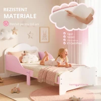 AIYAPLAY Pat Montessori pentru Copii 3-6 Ani din Lemn cu Laterale Ridicate și Imprimeuri Drăguțe pentru Cameră, MDF, Roz(m-5)