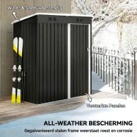 Outsunny Metalen gereedschapsschuur 1,37 m², afsluitbare schuur met ventilatie, schuin dak en handschoenen, 163 x 90 x 179 cm(m-5)