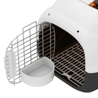 PawHut Plastic Pet Carrier Hard Shell Dog Cat Carrier Max 4 KG Steel Door Feed Bowl Secure Lock 49 x 32 x 31 cm(m-13)