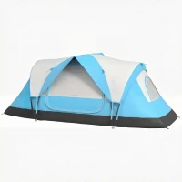 Outsunny Camping Tent for 6 Man with 2000mm Water Resistant Rainfly and Carry Bag for Fishing Hiking Festival, Sky Blue(m-11)