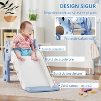 AIYAPLAY Tobogan 3 în 1 pentru Copii, Forma de Girafă, Coș de Baschet, Minge, Albastru(m-4)