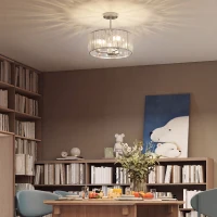HOMCOM Semi Flush Mount Modern Crystal Chandelier Ceiling Light, Crystal Ceiling Light Fixture with E14 Base, Silver Tone(m-6)