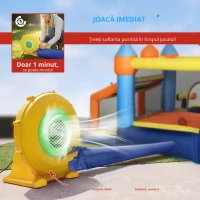 AIYAPLAY Castel Gonflabil Acvatic 8 în 1 cu Suflantă 550W Tobogan Trambulină Cățărare Piscină Poartă Coș Aruncare(m-5)