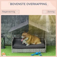 PawHut Hondenkennel Huisdierbed Hondenmand, weerbestendig, afneembaar kussen, Grijs(m-6)