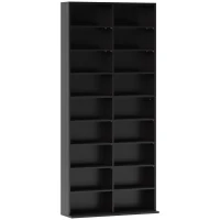 HOMCOM Rangements pour CD et DVD 18 compartiments capacité max. 640 CD/360 DVD 430 Blu-ray 78,5 x 24 x 175 cm noir(m-1)